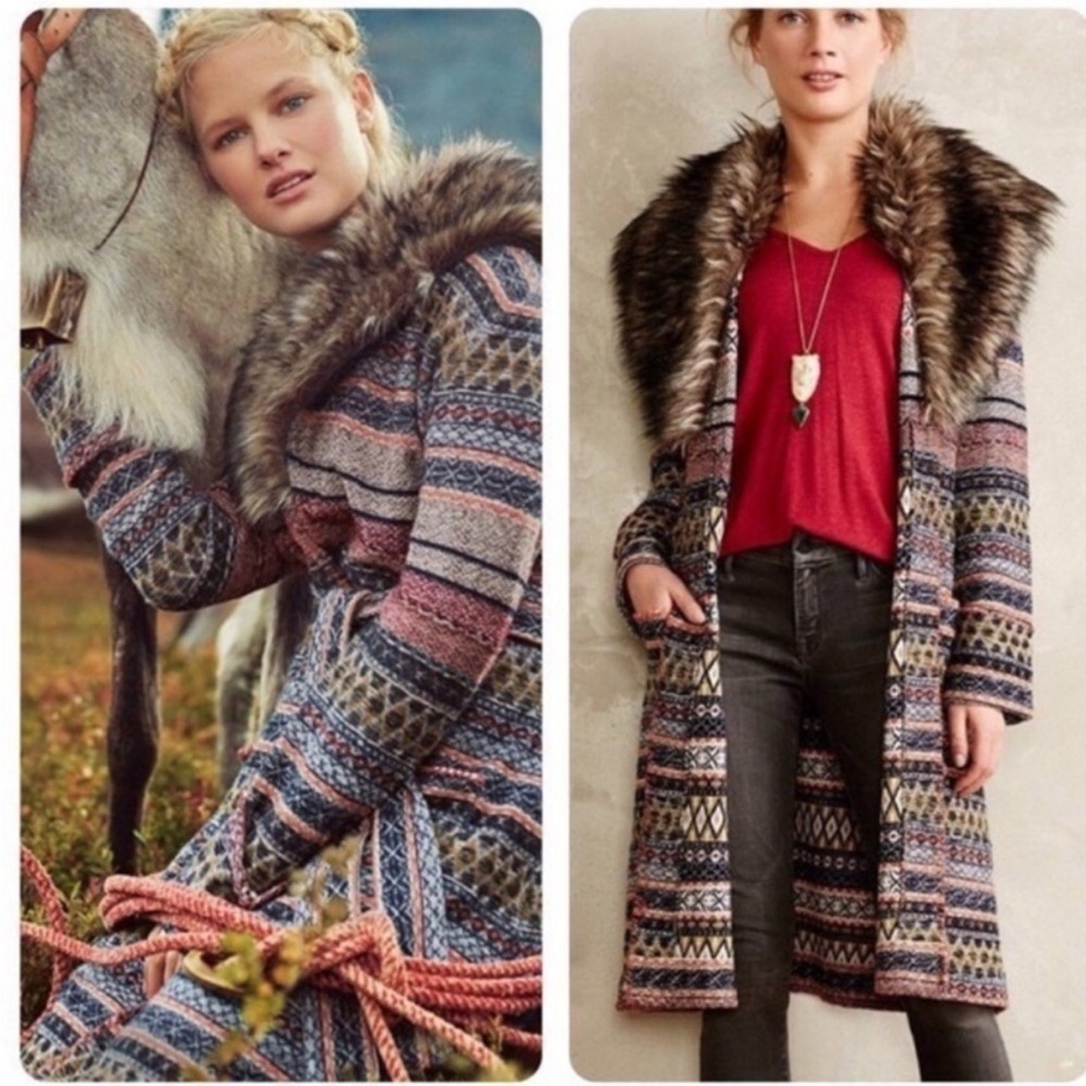 Angel Of The North Multicolor Patterned Sweater Coat